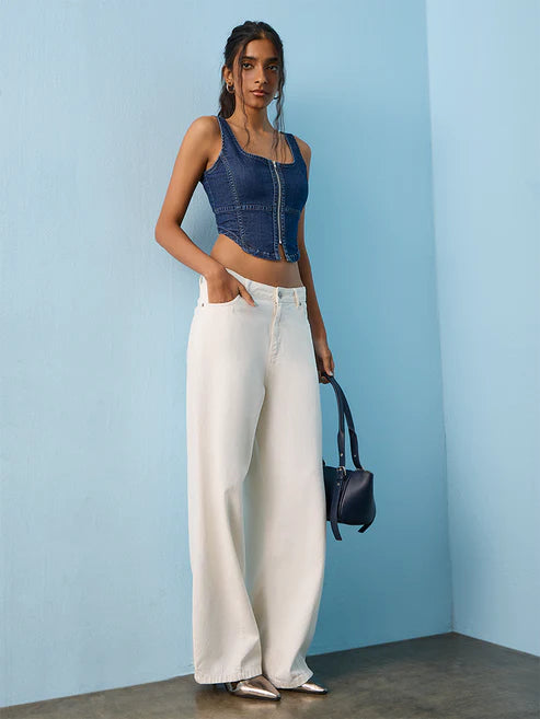 Nuon Dark Blue Denim Bustier Top 1