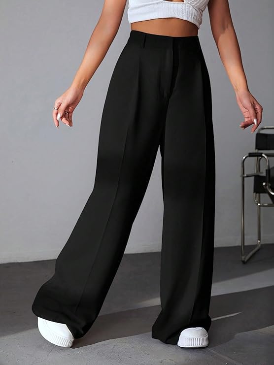 GRECIILOOKS Women High Rise High Waist Trousers Flared Korean Style Formal Pants| Elegant Workwear for Office, College & Events (Available in Plus Size) 3