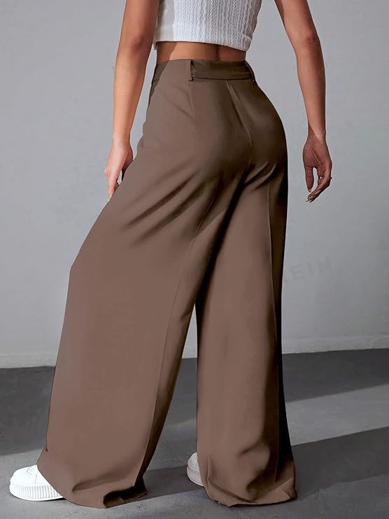 GRECIILOOKS Women High Rise High Waist Trousers Flared Korean Style Formal Pants| Elegant Workwear for Office, College & Events (Available in Plus Size) 2