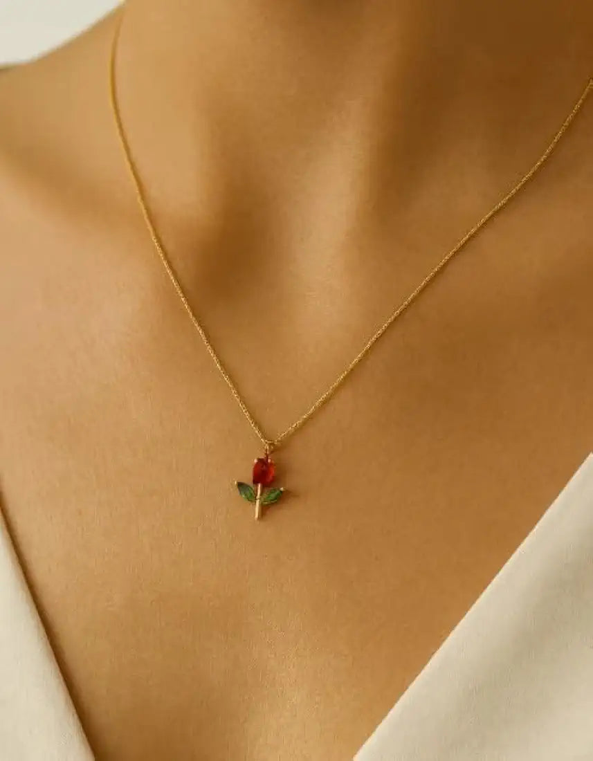 Gold-Tone Rose Pendant Necklace for women 2
