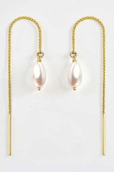 Unniyarcha 92.5 Sterling Silver Pearl Sui Dhaga Earrings for Women | Gold Plated Dangler Earrings