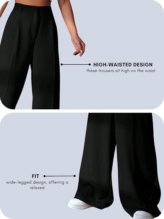 GRECIILOOKS Women High Rise High Waist Trousers Flared Korean Style Formal Pants| Elegant Workwear for Office, College & Events (Available in Plus Size) 5