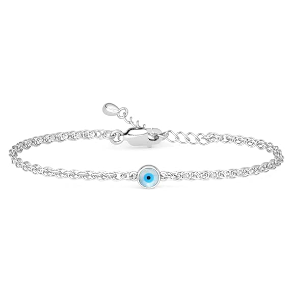 Clara 925 Pure Silver Evil Eye Chain Bracelet, Adjustable, Anti Tarnish Gift for Women and Girls 1