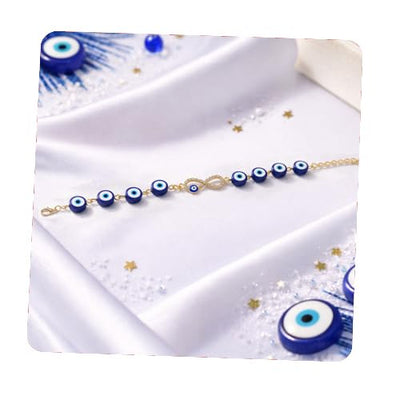 CraftVatika Evil Eye Blue Bracelet for Women Daily Use, Infinity Shape Cubic Zirconia Diamond Bracelet for Women Jewelry for Gift, Adjustable Charm Bracelet Aesthetic Accessories Jewellery friendship