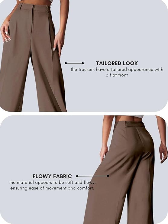 GRECIILOOKS Women High Rise High Waist Trousers Flared Korean Style Formal Pants| Elegant Workwear for Office, College & Events (Available in Plus Size) 4