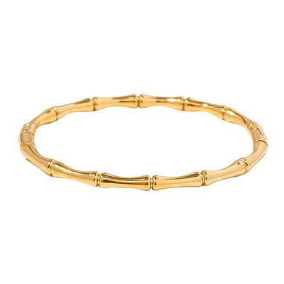 SALVE Openable Bamboo Stainless Steel Bracelet for Women Stylish | Bangle Bracelet Kada, Aesthetic Accessories for Girls Bracelet | Minimal Jewellery for Women Chic Golden Bracelet