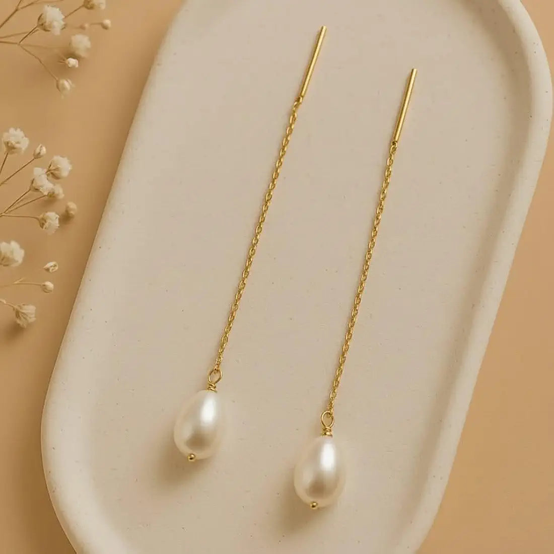 Unniyarcha 92.5 Sterling Silver Pearl Sui Dhaga Earrings for Women | Gold Plated Dangler Earrings 3