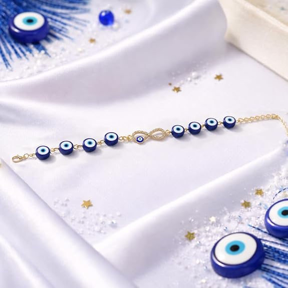CraftVatika Evil Eye Blue Bracelet for Women Daily Use, Infinity Shape Cubic Zirconia Diamond Bracelet for Women Jewelry for Gift, Adjustable Charm Bracelet Aesthetic Accessories Jewellery friendship 4