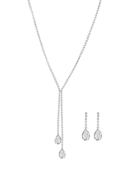 Yellow Chimes Jewellery Set for Women Fashion Crystal Zircon Necklace Set with Earrings for Women and Girls 1