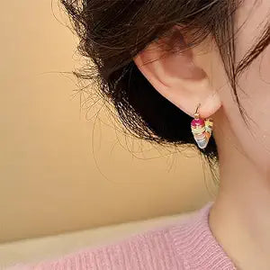 El Regalo's Cute &amp; Tiny Enamel Rainbow Heart Hoop Earrings 2