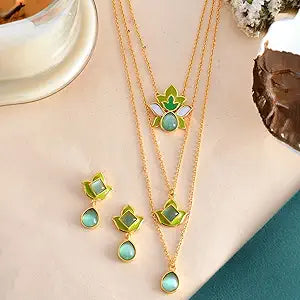 Enchanting Green Layered Necklace Set 4