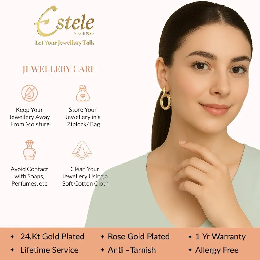 Estele Pear Shaped drop earrings (Gold Plated) 3