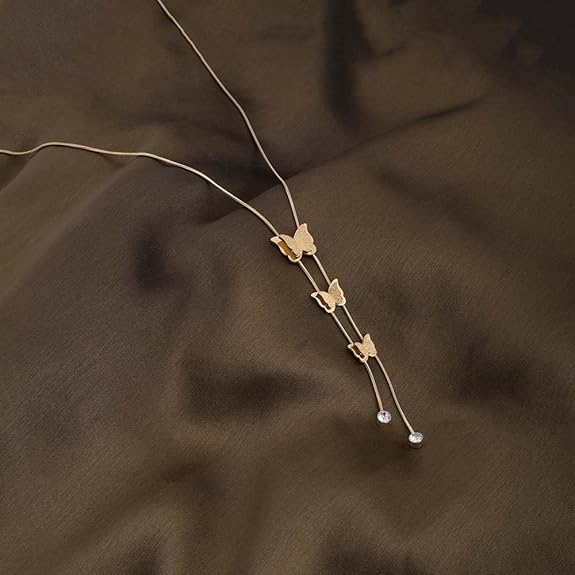 PALMONAS 18k Gold Plated Butterfly Long Chain Necklace for Women - Jewellery Gift for Girls & Women | Waterproof & Anti-Tarnish Necklace, Stylish & Trendy Necklaces for Ladies 3
