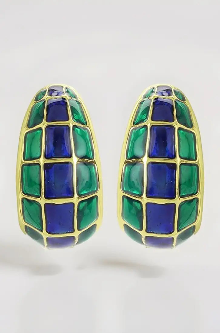 Estele 24 Kt Gold Plated Green and gold plates box trendy earrings 1