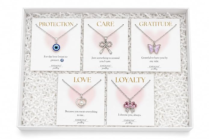 5 Pcs Necklace Combo Set for Women & Girls | Stylish Chain with Pendant Jewellery Set | Fashion Pendant Chains for Birthday, Anniversary & Valentine’s Day Gift 1