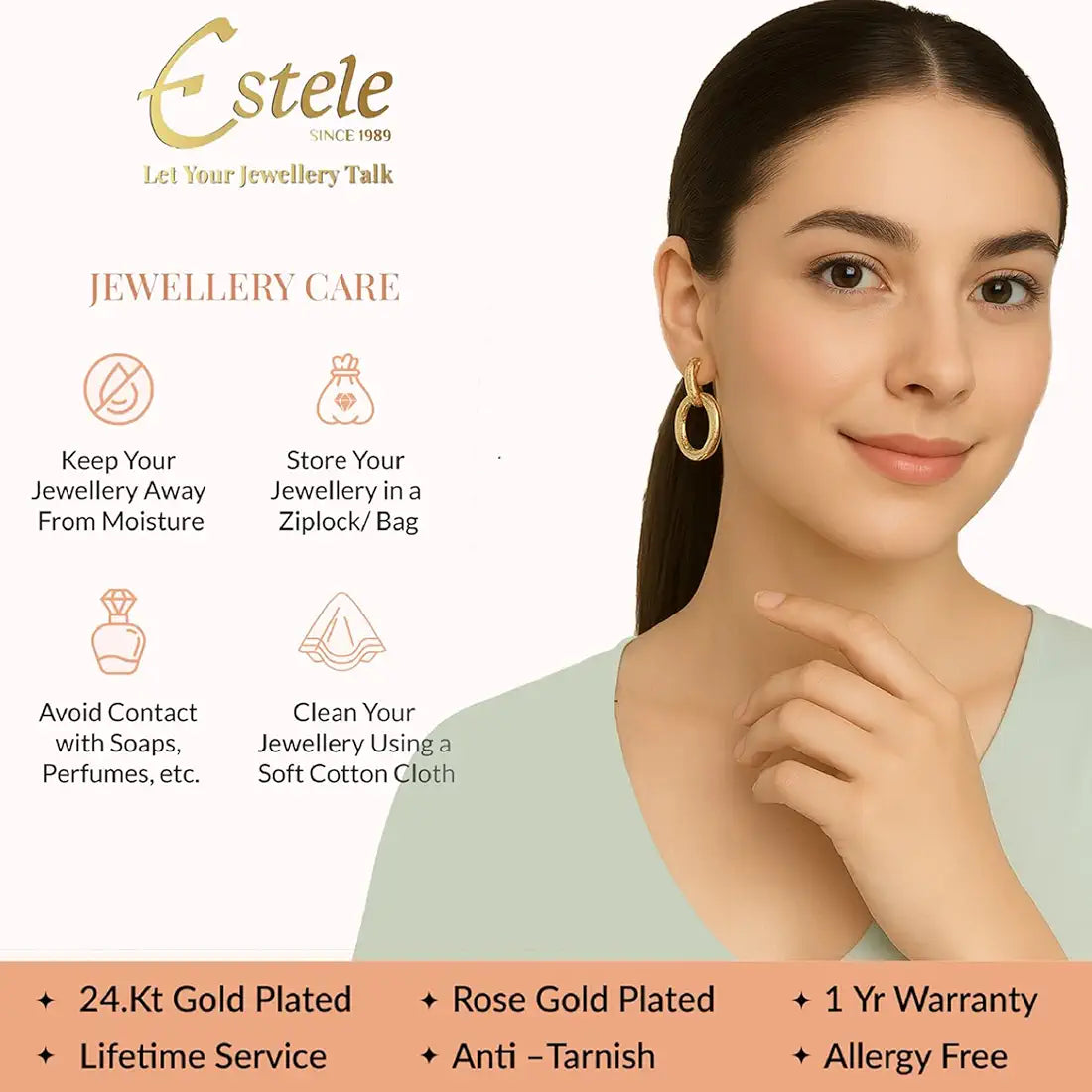 Estele 24 Kt Multicolour Gemstone Crystal Drop Earrings 4