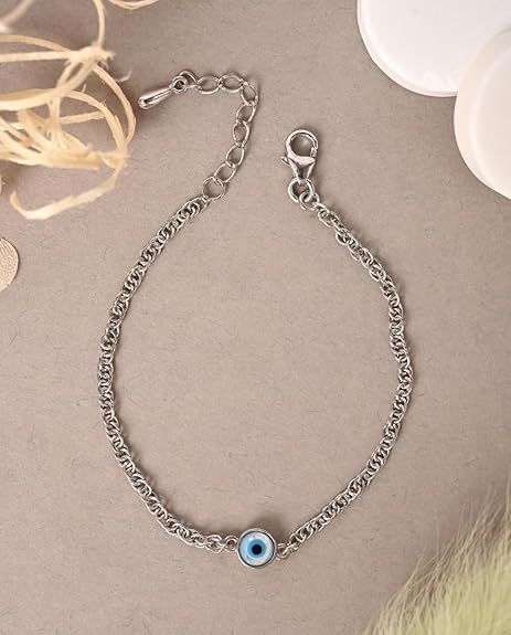 Clara 925 Pure Silver Evil Eye Chain Bracelet, Adjustable, Anti Tarnish Gift for Women and Girls 2