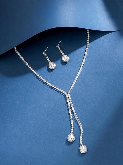 Yellow Chimes Jewellery Set for Women Fashion Crystal Zircon Necklace Set with Earrings for Women and Girls 3