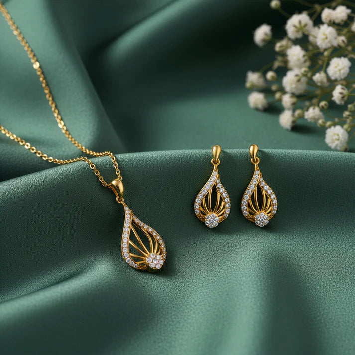 Golden Glint Set Made With Pure 925 Silver 1