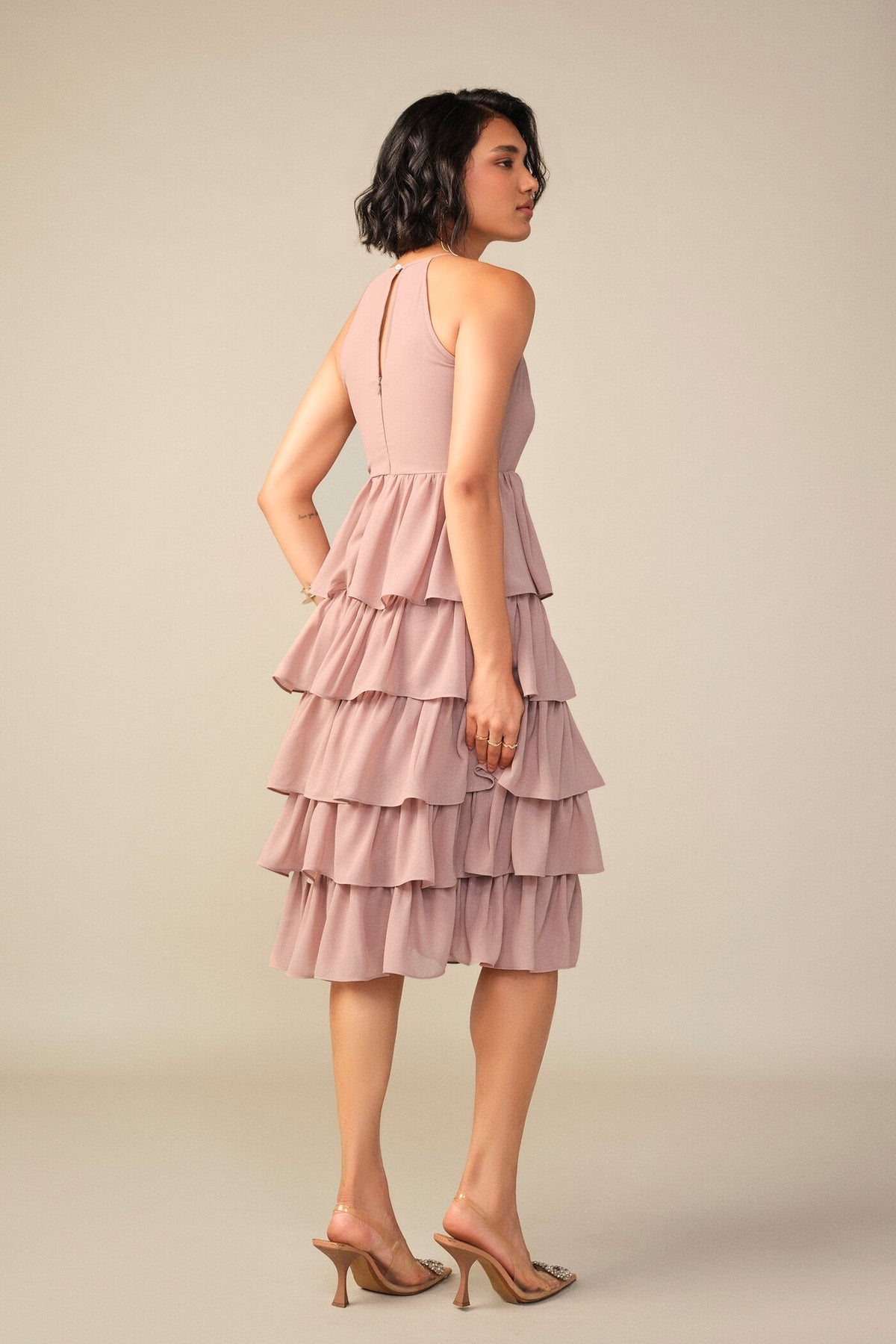 Tiered Dress in Dusty Rose 7