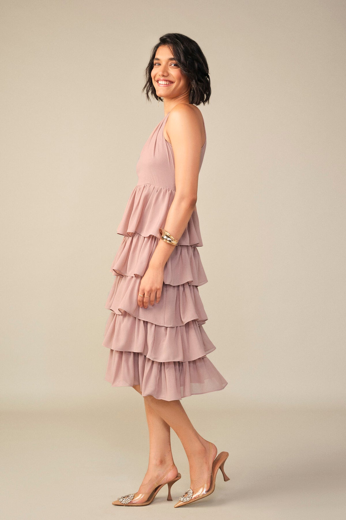 Tiered Dress in Dusty Rose 5