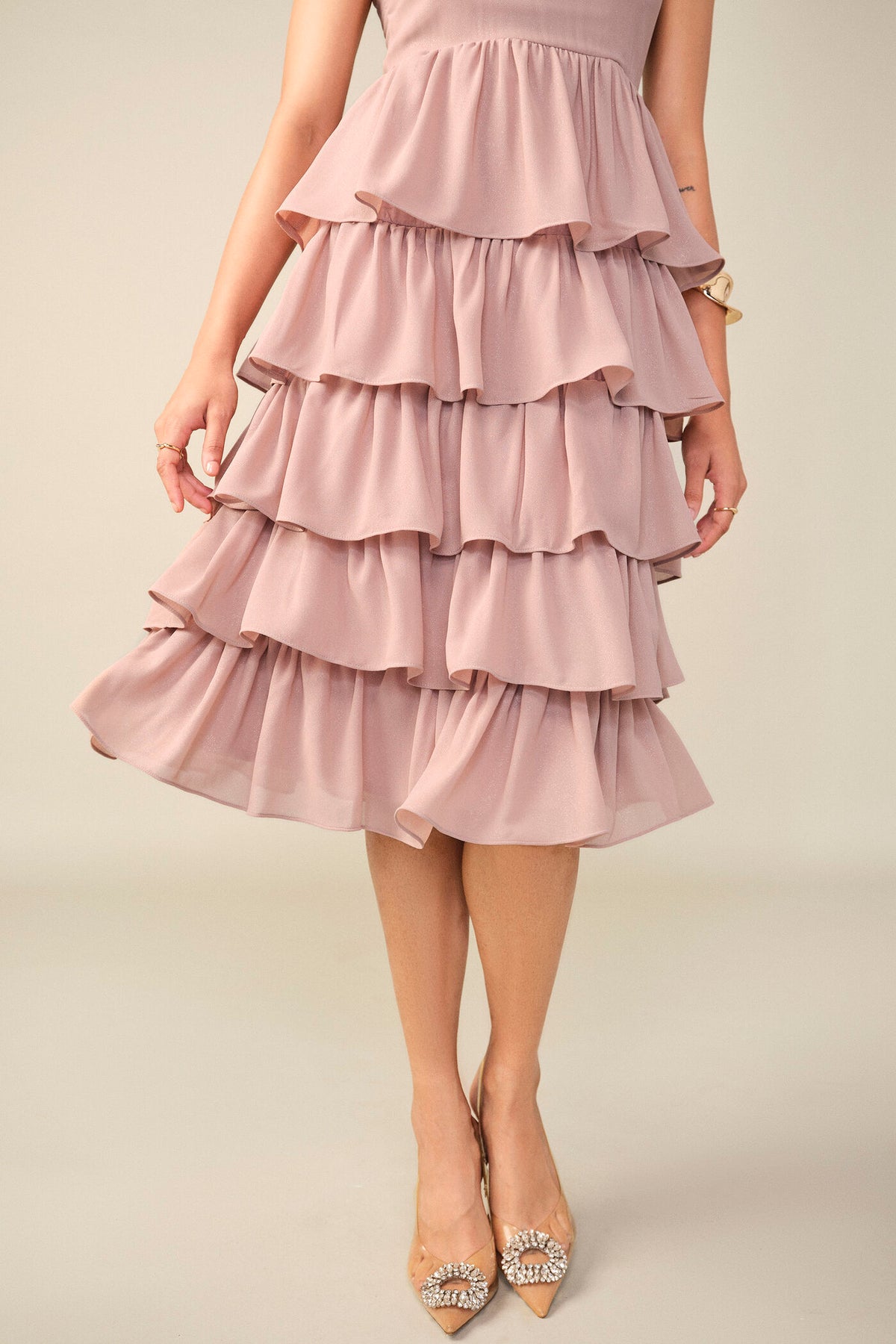 Tiered Dress in Dusty Rose 3
