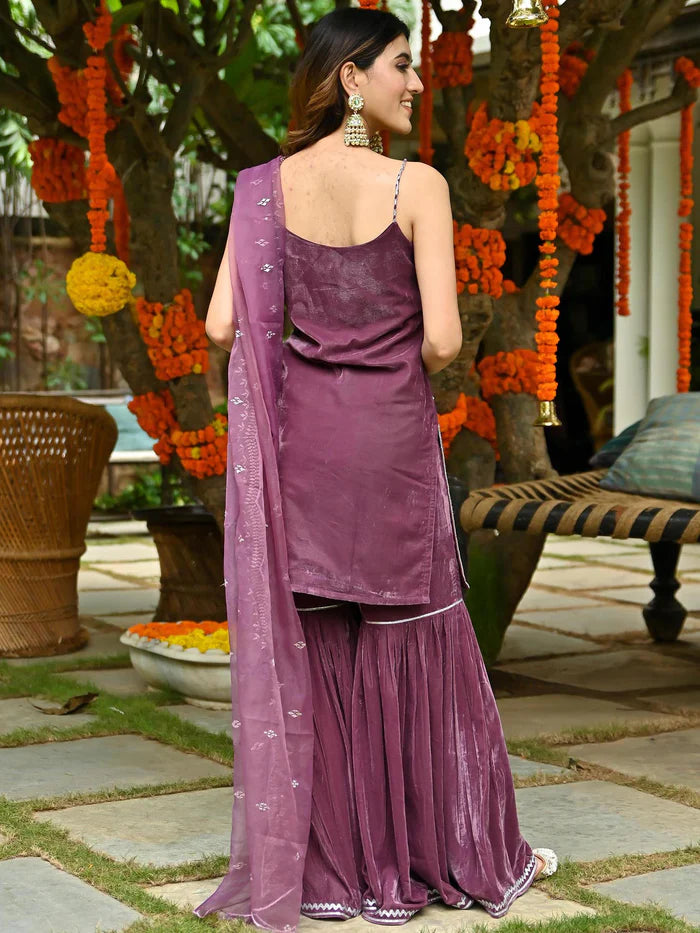Mauve Velvet Sharara Set 5
