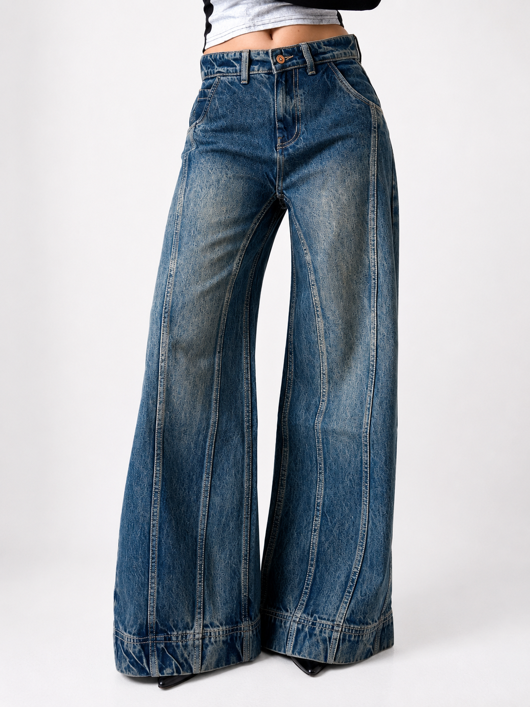 Tinted Vintage Washed Wide Leg Baggy Jeans 1