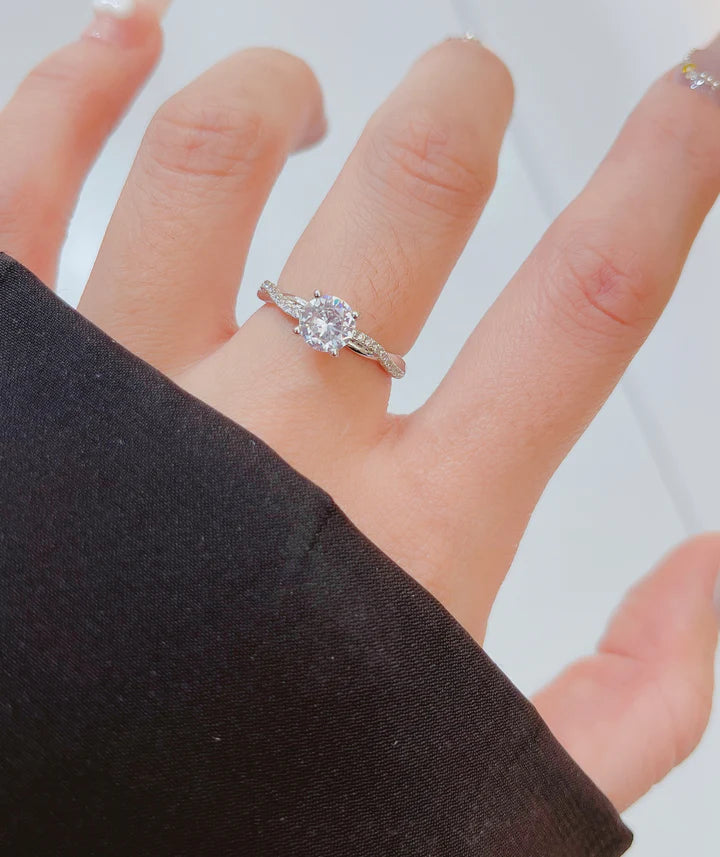 Ethereal Twist Silver Solitaire Ring 2