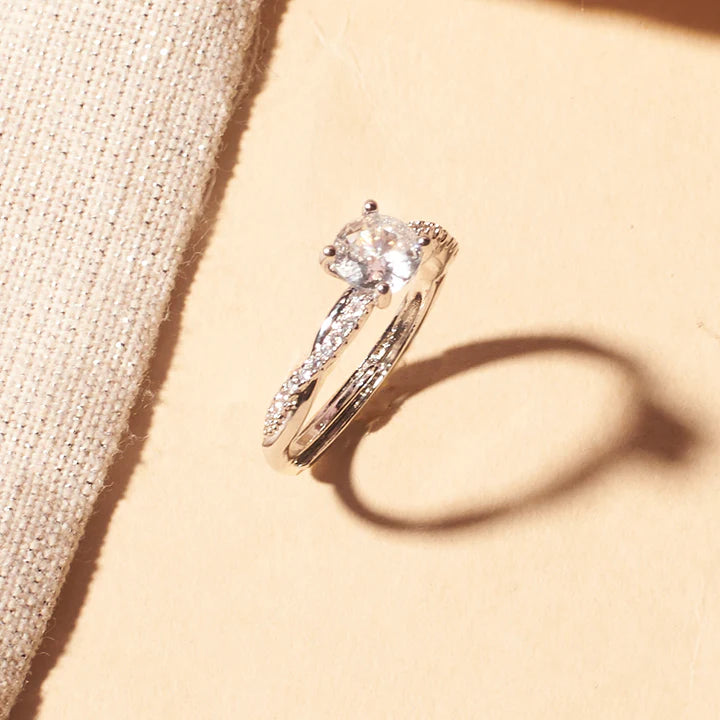 Ethereal Twist Silver Solitaire Ring 3