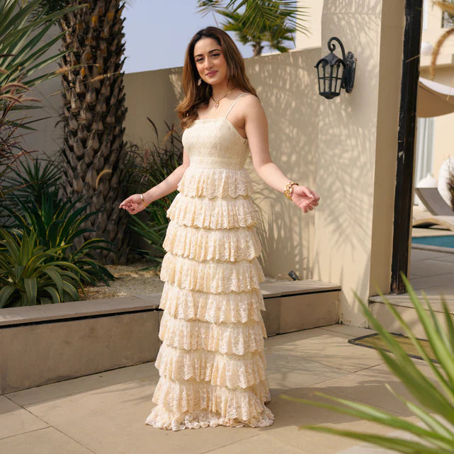 Cascading Lace Long Dress 2