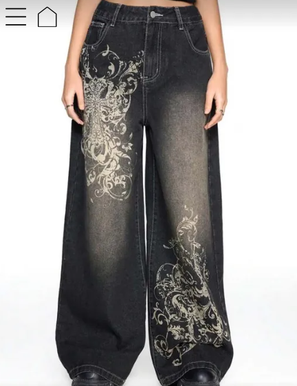 High Waist Washed Black Wide Leg Jeans 1