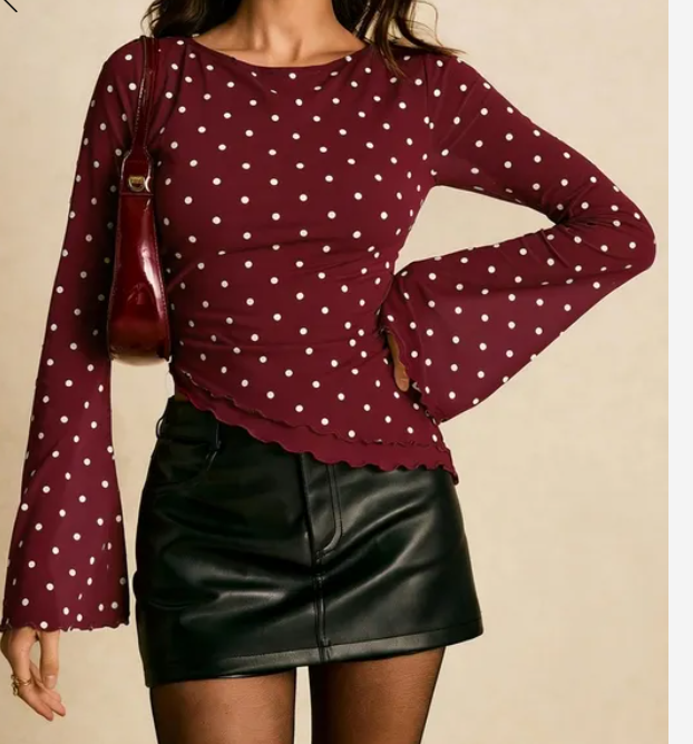 Polka-Dot Mesh Asymmetric Top 1