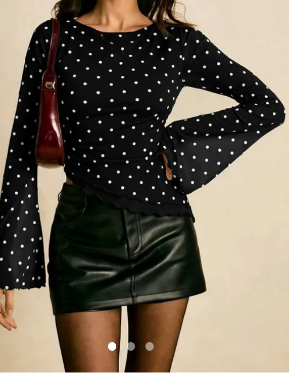 Polka-Dot Mesh Asymmetric Top 4