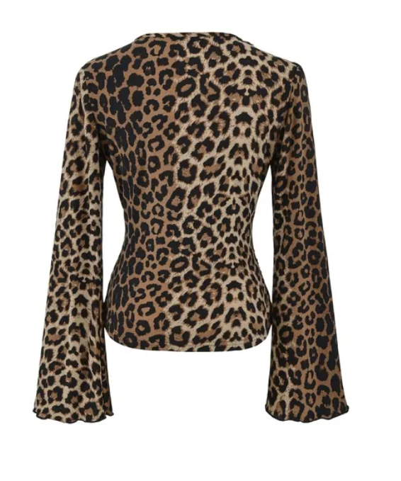 Leopard Print Ruched Wrap Top 3