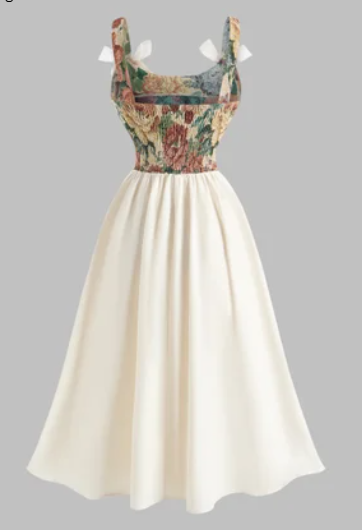 Bow Jacquard A-Line Dress 2