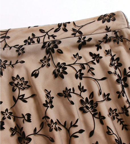 Floral Flocked Mesh A-Line Skirt 7