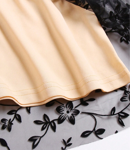 Floral Flocked Mesh A-Line Skirt 8