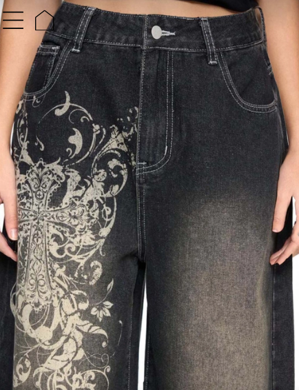 High Waist Washed Black Wide Leg Jeans 3