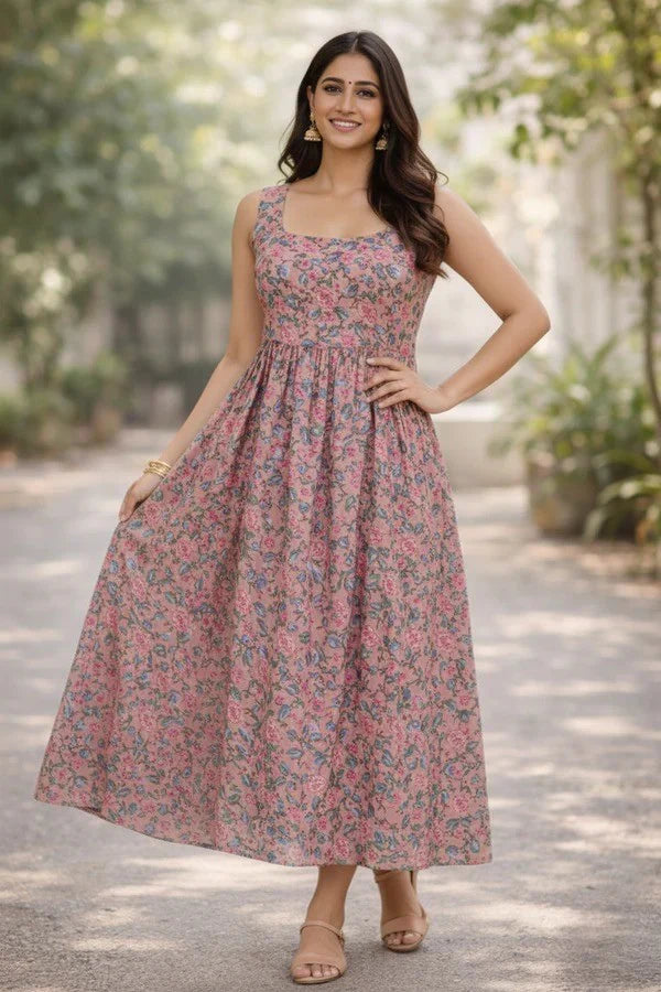 Anokhi Rosé Garden Sleeveless Maxi Dress 2