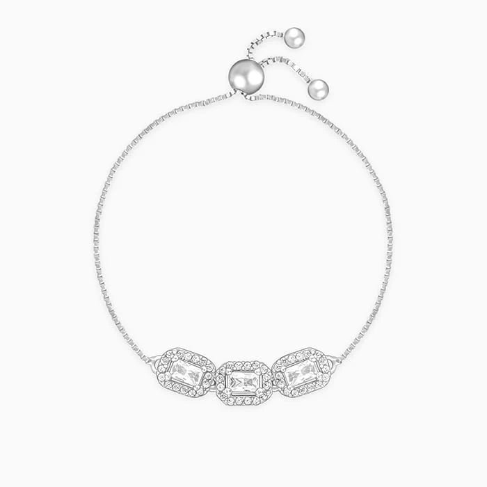 Silver Triple Zircon Bracelet Made With Pure 925 Silver 1