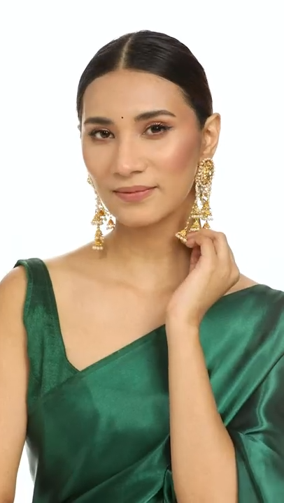 Shining Diva Fashion Latest Stylish Fancy Gold Plated Bahubali Traditional Jhumka Jhumki Ear Chain Earring for Women & Girls (9611er) 3